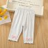 Toddlers Baby Leggings Summer Cotton Breathable Elastic Waist Outerwear Pants Girls Baby Cropped Pants White 2 3Y 90cm