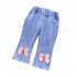 Toddlers Girls Jeans Children Denim Cropped Pants Elastic Belt Summer Outerwear Loose Cropped Pants Clothing ribbon 5 6Y 110cm