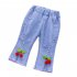 Toddlers Girls Jeans Children Denim Cropped Pants Elastic Belt Summer Outerwear Loose Cropped Pants Clothing ribbon 2 3Y 90cm