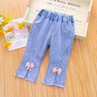 Toddlers Girls Jeans Children Denim Cropped Pants Elastic Belt Summer Outerwear Loose Cropped Pants Clothing sequins 1-2Y 80cm