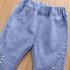 Toddlers Girls Jeans Children Denim Cropped Pants Elastic Belt Summer Outerwear Loose Cropped Pants Clothing sequins 2 3Y 90cm