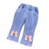Toddlers Girls Jeans Children Denim Cropped Pants Elastic Belt Summer Outerwear Loose Cropped Pants Clothing sequins 1 2Y 80cm