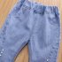 Toddlers Girls Jeans Children Denim Cropped Pants Elastic Belt Summer Outerwear Loose Cropped Pants Clothing cherry 2 3Y 90cm