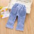 Toddlers Girls Jeans Children Denim Cropped Pants Elastic Belt Summer Outerwear Loose Cropped Pants Clothing cherry 2 3Y 90cm