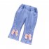 Toddlers Girls Jeans Children Denim Cropped Pants Elastic Belt Summer Outerwear Loose Cropped Pants Clothing cherry 5 6Y 110cm
