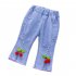 Toddlers Girls Jeans Children Denim Cropped Pants Elastic Belt Summer Outerwear Loose Cropped Pants Clothing cherry 5 6Y 110cm