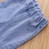 Toddlers Girls Jeans Children Denim Cropped Pants Elastic Belt Summer Outerwear Loose Cropped Pants Clothing cherry 5 6Y 110cm