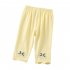 Toddlers Girls Leggings Solid Color Breathable Cotton Summer Pleated Pants Casual Kids Baby Cropped Pants yellow 5 6Y 110cm