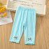 Toddlers Girls Leggings Solid Color Breathable Cotton Summer Pleated Pants Casual Kids Baby Cropped Pants yellow 5 6Y 110cm