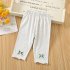 Toddlers Girls Leggings Solid Color Breathable Cotton Summer Pleated Pants Casual Kids Baby Cropped Pants yellow 5 6Y 110cm