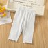 Toddlers Girls Leggings Solid Color Breathable Cotton Summer Pleated Pants Casual Kids Baby Cropped Pants blue 4 5Y 100cm