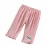 Toddlers Leggings Kids Girls Cropped Pants Solid Color Elastic Waist Belt Summer Outerwear Bottoms Pants cherry pink 7 8Y 120cm