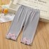 Toddlers Leggings Kids Girls Cropped Pants Solid Color Elastic Waist Belt Summer Outerwear Bottoms Pants lace gray 2 3Y 90cm