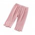 Toddlers Leggings Kids Girls Cropped Pants Solid Color Elastic Waist Belt Summer Outerwear Bottoms Pants cherry white 2 3Y 90cm