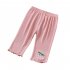 Toddlers Leggings Kids Girls Cropped Pants Solid Color Elastic Waist Belt Summer Outerwear Bottoms Pants cherry white 2 3Y 90cm