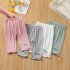 Toddlers Leggings Kids Girls Cropped Pants Solid Color Elastic Waist Belt Summer Outerwear Bottoms Pants cherry white 2 3Y 90cm