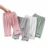Toddlers Leggings Kids Girls Cropped Pants Solid Color Elastic Waist Belt Summer Outerwear Bottoms Pants pink 7 8Y 120cm