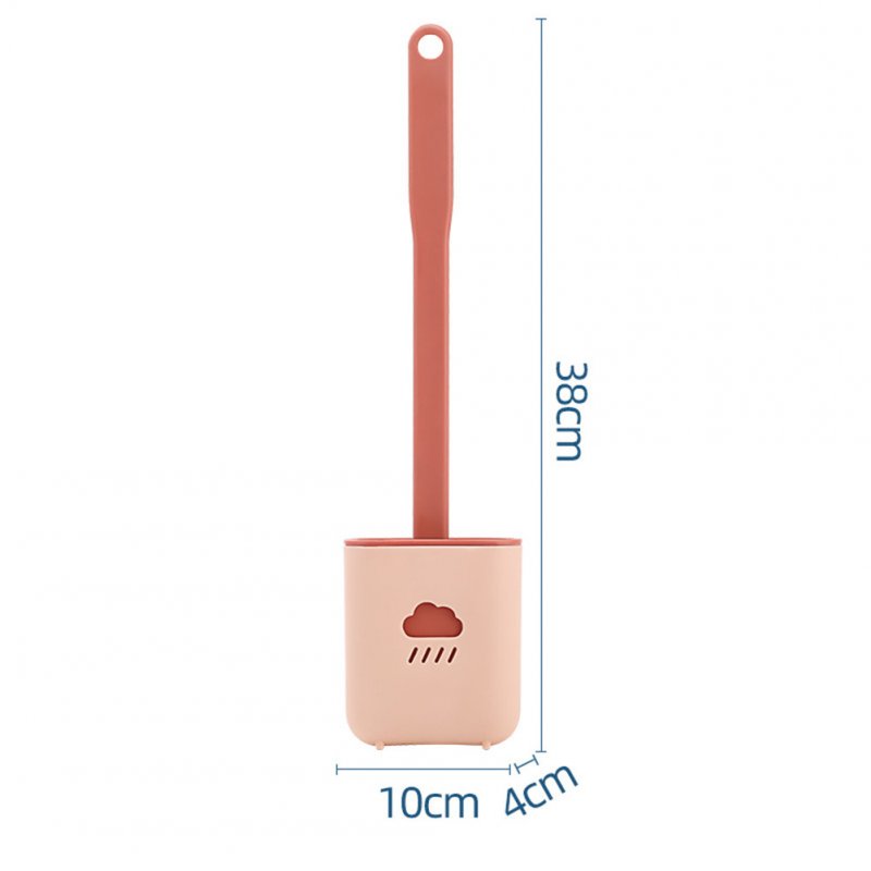Toilet  Brush Cloud Shape Soft Cleaning Brush Bathroom Soft Rubber Brush With Long Handle Pink_Ground placing