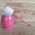 Toilet Brush with Stainless Steel Circular Base for Bathroom Toilet Cleaning red