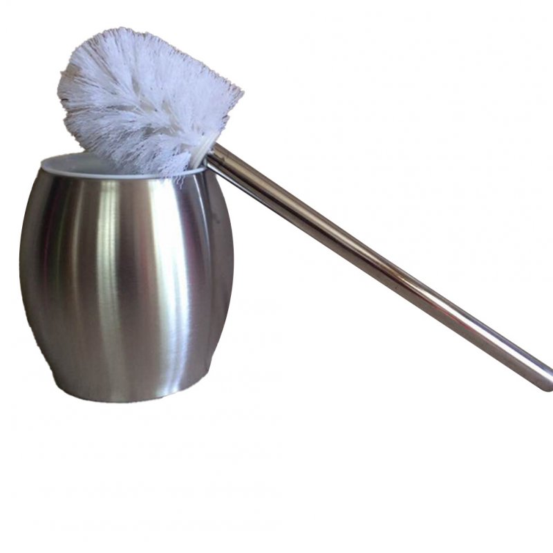 Toilet Brush with Stainless Steel Circular Base for Bathroom Toilet Cleaning Silver