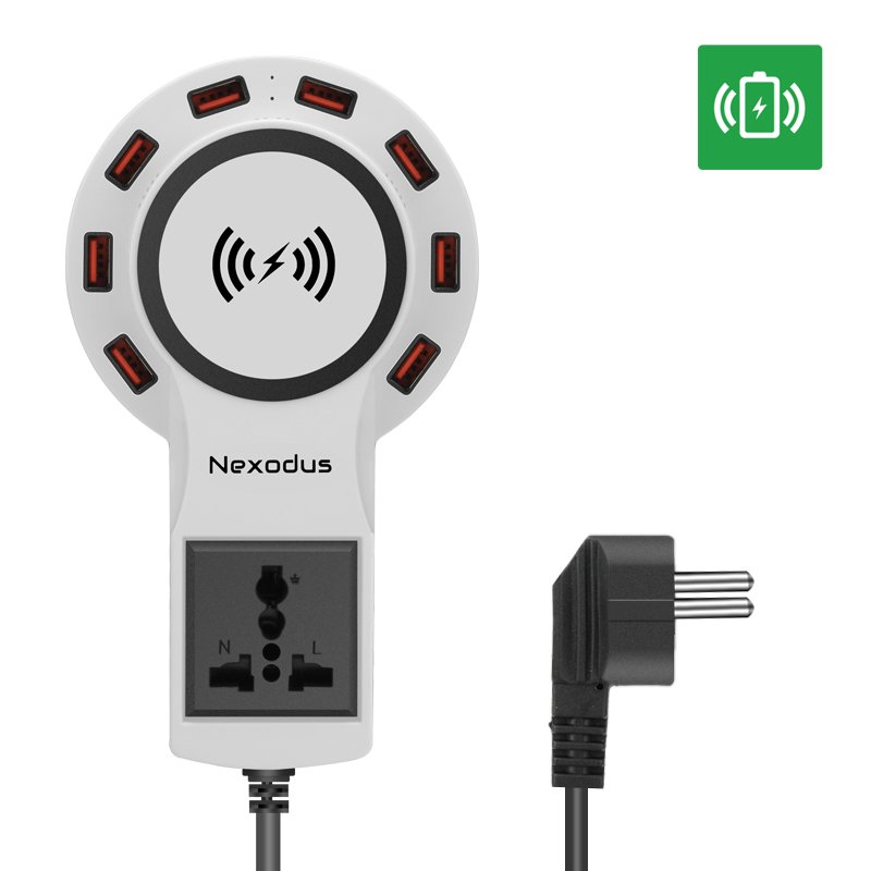 Nexodus 8 Port USB Hub + Qi Charging (White)