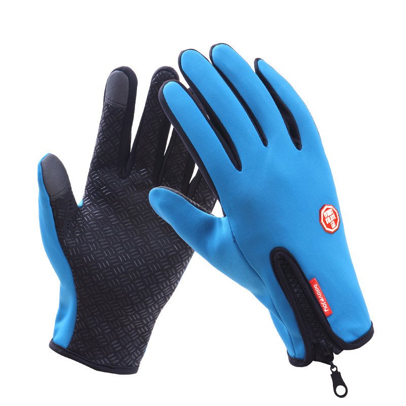 Touch Screen Full Finger Winter Sport Windstopper Ski Gloves Warm Riding Glove Motorcycle Gloves  blue_XL