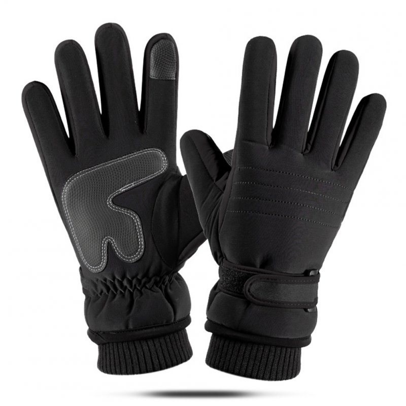 Touch Screen Outdoor Sports Ski Riding Bike Gloves Winter Waterproof Cycling Full Finger Warm Pigskin Gloves   black_One size