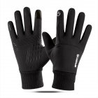 Touch Screen Running Gloves Lightweight Non-slip Warm Villus Gloves Men Women Waterproof Motorcycle Gloves black_One size