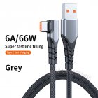 Tpe+aluminum Shell Usb Type C Elbow  Data  Cable Low Impedance Built-in Chip 6a Game Fast Charging Mobile Phone Data Cord 0.5m/1m/2m/3m grey_1 meter