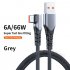 Tpe aluminum Shell Usb Type C Elbow  Data  Cable Low Impedance Built in Chip 6a Game Fast Charging Mobile Phone Data Cord 0 5m 1m 2m 3m grey 3 meters