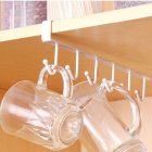 Traceless Nail Free Metal Kitchen Cup Holder Hang Cabinet Shelf Storage Rack Organizer 6 Hooks
