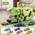 Transformed Dinosaur Car With Alloy Car Unique Tyrannosaurus Rex Track Car Toys For Boys Girls Birthdays Gifts Green dinosaur   6 alloy cars