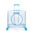Transparent Pet Carrier Backpack With Silent Wheel Telescopic Handle Cartoon Pattern Plush Pad Large Capacity Trolley Case blue With door