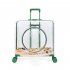 Transparent Pet Carrier Backpack With Silent Wheel Telescopic Handle Cartoon Pattern Plush Pad Large Capacity Trolley Case blue With door