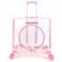 Transparent Pet Carrier Backpack With Silent Wheel Telescopic Handle Cartoon Pattern Plush Pad Large Capacity Trolley Case pink With door