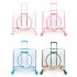 Transparent Pet Carrier Backpack With Silent Wheel Telescopic Handle Cartoon Pattern Plush Pad Large Capacity Trolley Case pink With door