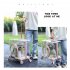Transparent Pet Carrier Backpack With Silent Wheel Telescopic Handle Cartoon Pattern Plush Pad Large Capacity Trolley Case pink With door
