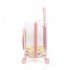 Transparent Pet Carrier Backpack With Silent Wheel Telescopic Handle Cartoon Pattern Plush Pad Large Capacity Trolley Case pink With door