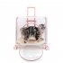 Transparent Pet Carrier Backpack With Silent Wheel Telescopic Handle Cartoon Pattern Plush Pad Large Capacity Trolley Case pink With door