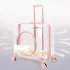 Transparent Pet Carrier Backpack With Silent Wheel Telescopic Handle Cartoon Pattern Plush Pad Large Capacity Trolley Case pink With door