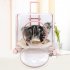 Transparent Pet Carrier Backpack With Silent Wheel Telescopic Handle Cartoon Pattern Plush Pad Large Capacity Trolley Case pink With door