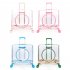 Transparent Pet Carrier Backpack With Silent Wheel Telescopic Handle Cartoon Pattern Plush Pad Large Capacity Trolley Case Green Lake With door