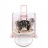 Transparent Pet Carrier Backpack With Silent Wheel Telescopic Handle Cartoon Pattern Plush Pad Large Capacity Trolley Case Green Lake With door
