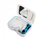 Travel Denture Box Case Dental False Teeth Rinsing Drying Compact Leak proof Storage Container Fake Teeth Holder Basket white