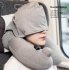Travel Hooded U Shaped Pillow Car Office Airplane Head Rest inflatable pillow Neck Support U Shaped Eyemask neck Pillow Grey with hood  material of icy cloth  3