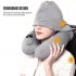 Travel Hooded U Shaped Pillow Car Office Airplane Head Rest inflatable pillow Neck Support U Shaped Eyemask neck Pillow Grey with hood  material of icy cloth  3