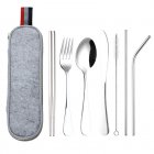 Travel Utensils With Case 8pcs Portable Stainless Steel Knife Fork Spoon Chopsticks Straws Set Reusable Travel Cutlery Set