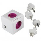 Travel the world with the Allocacoc PowerCube  coming with 4 travel adapters  4 outlets and 2 USB ports 