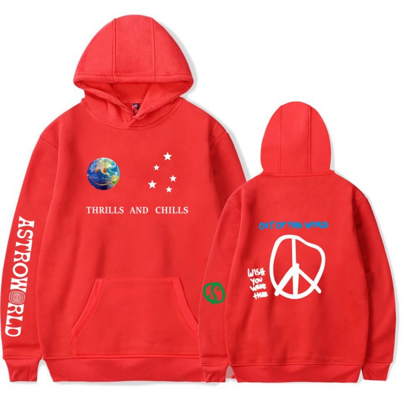 Travis Scotts ASTROWORLD Long Sleeve Printing Hoodie Casual Loose Tops Hooded Sweater E red_3XL
