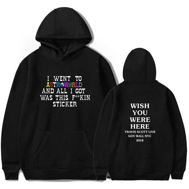 Travis Scotts ASTROWORLD Long Sleeve Printing Hoodie Casual Loose Tops Hooded Sweater A black_XL